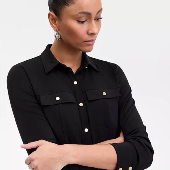 INC International Concepts Black Blouse with Gold tone buttons in a Large - Picture 1 of 9